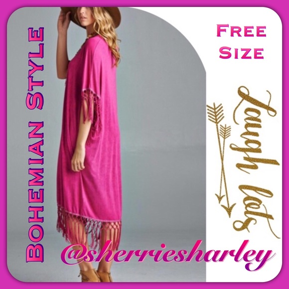 Dresses & Skirts - ➕Bohemian Mulberry Dress Fringe Trim FREE SIZE fits 1W-3W EUC